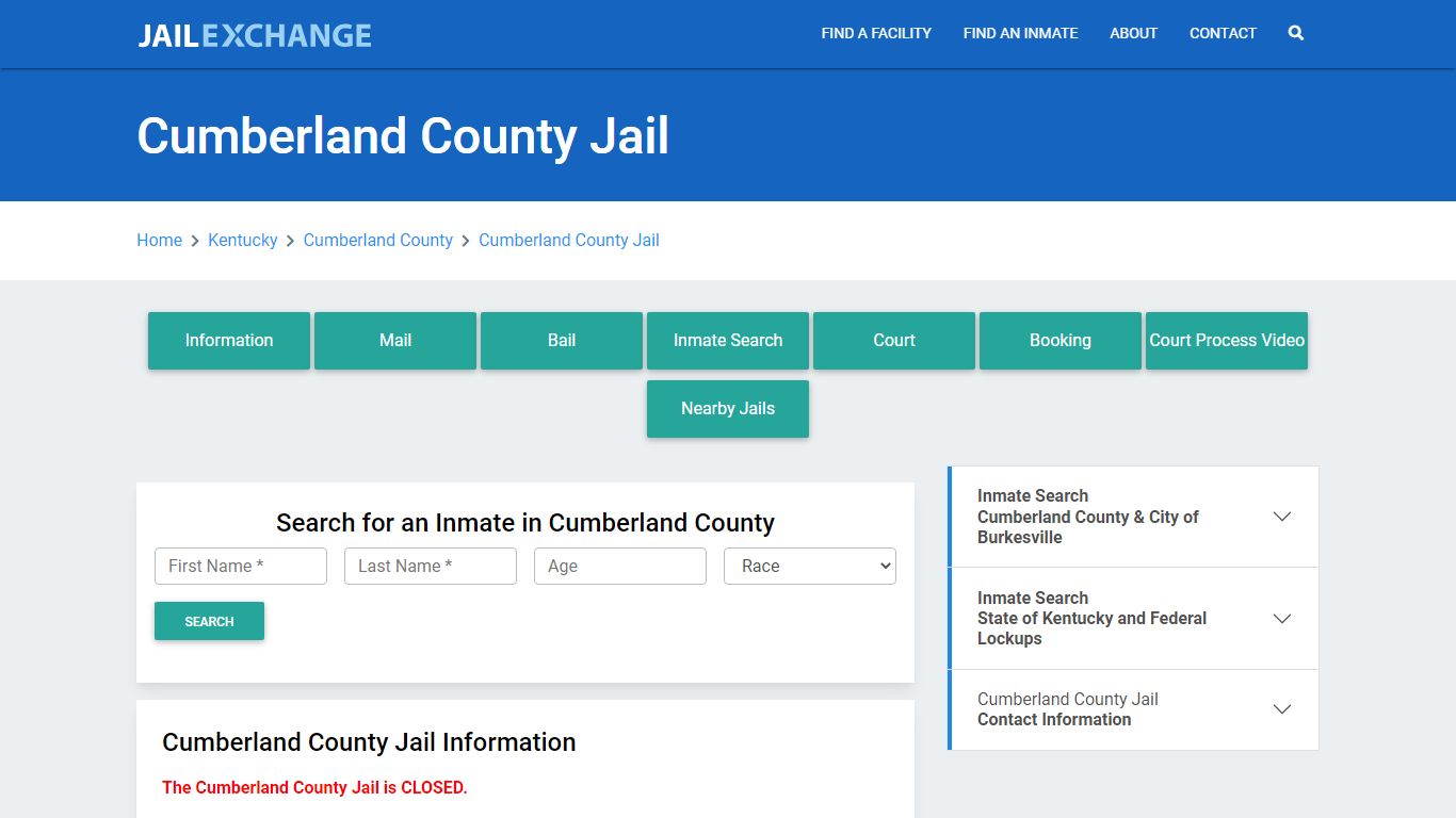 Cumberland County Jail Roster Lookup, KY, Inmate Search