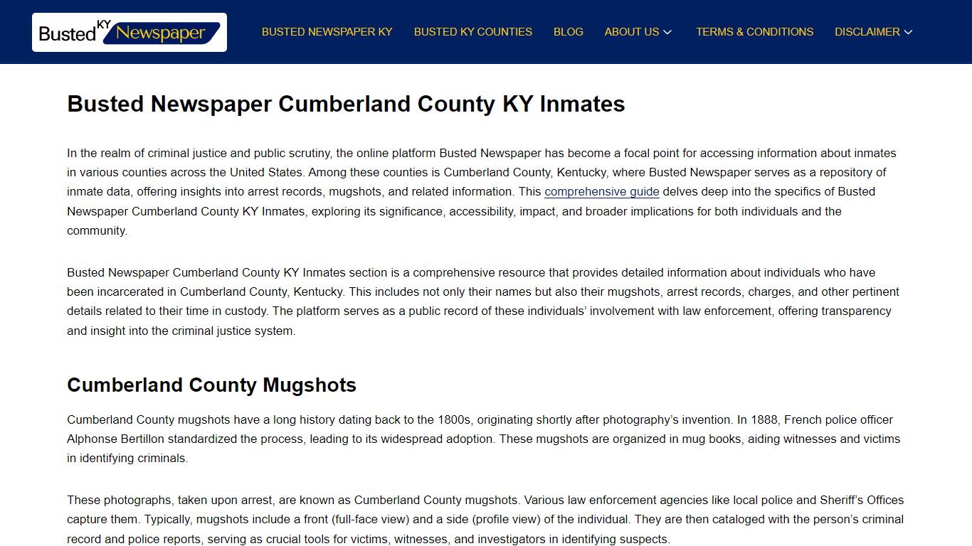 Busted Newspaper Cumberland County KY Inmates