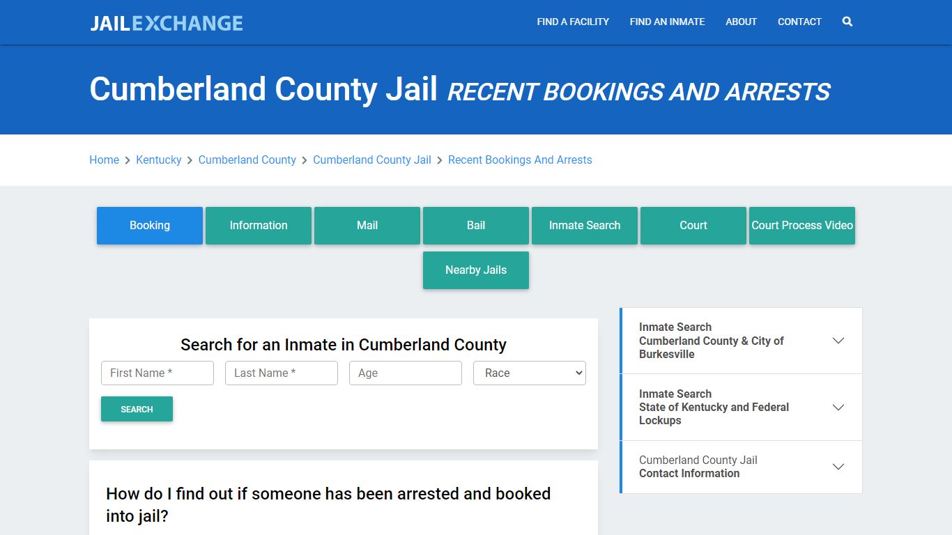 Cumberland County Jail Recent Bookings And Arrests - Jail Exchange